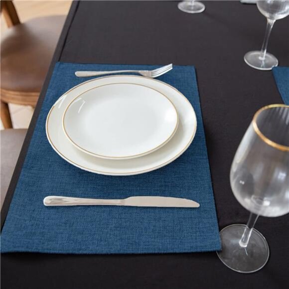 Cloth Placemats Set of 8, Linen Type Fabric Placemats Machine Washable Placemats - Picture 3 of 7